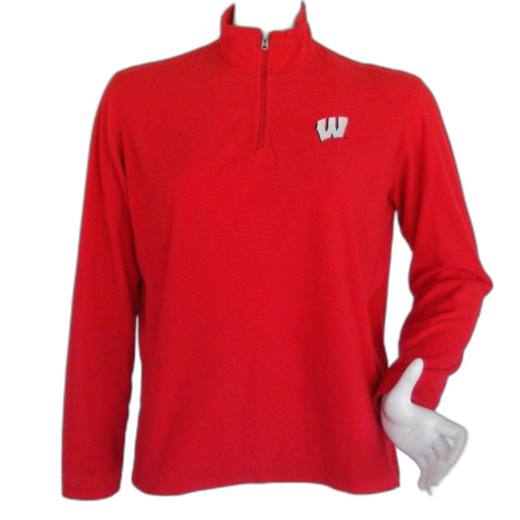 Columbia WISCONSIN Fleece, XL, University of W Logo, Long sleeve, Pullover Red - Picture 1 of 11